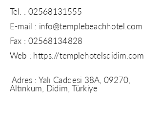 Temple Beach Hotel iletiim bilgileri